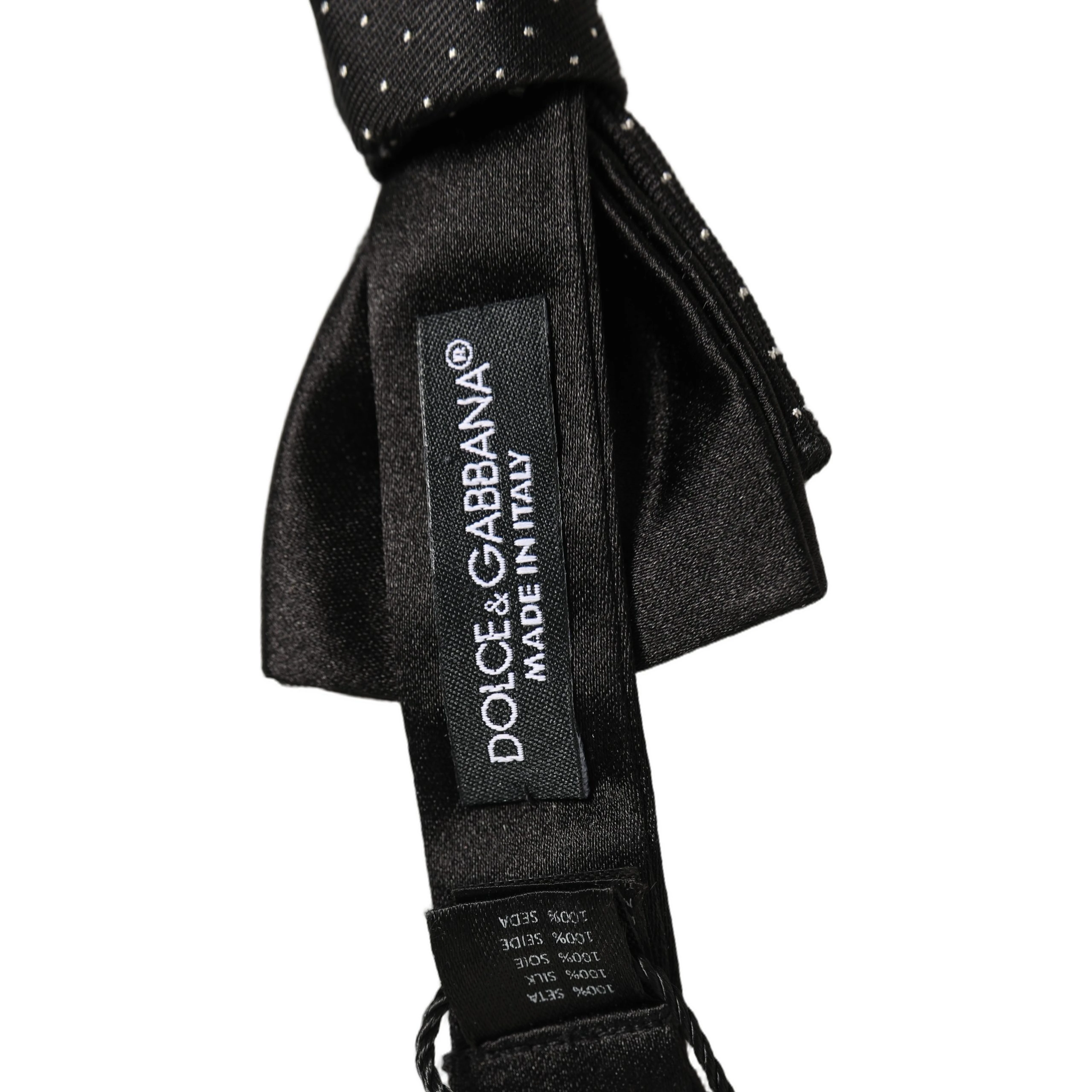 Men Black DG Polka Dot Adjustable Neck Papillon Bow Tie