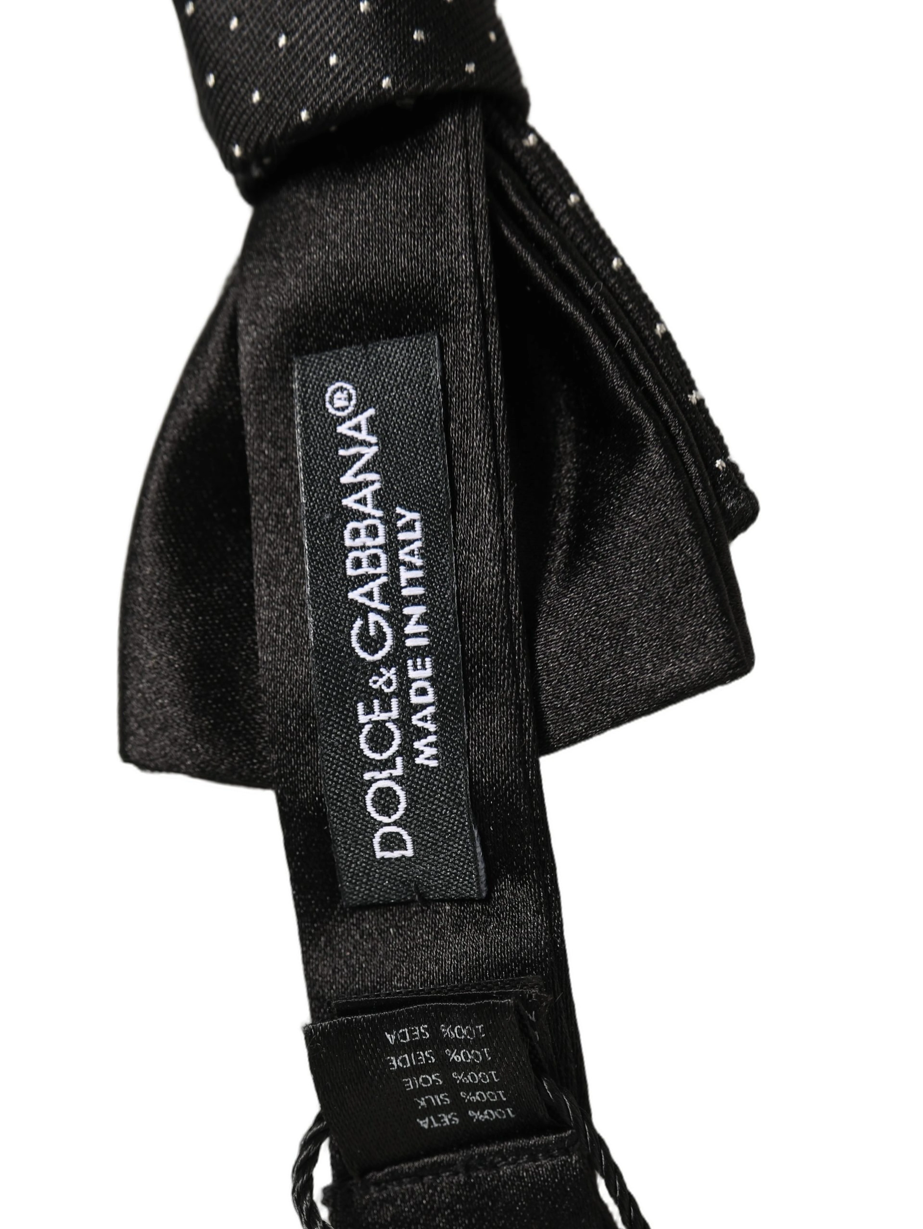 Men Black DG Polka Dot Adjustable Neck Papillon Bow Tie