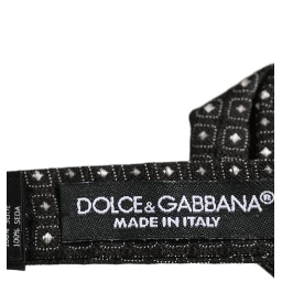 Men Black Polka Dot Silk Adjustable Neck Papillon Bow Tie