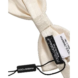 Men White 100% Silk Adjustable Neck Papillon Bow Tie