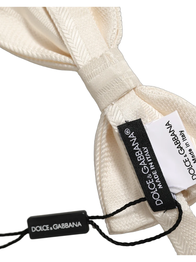 Men White 100% Silk Adjustable Neck Papillon Bow Tie