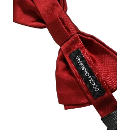 Men Red 100% Silk Adjustable Neck Papillon Bow Tie