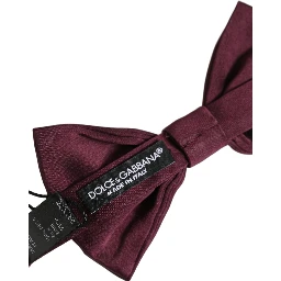 Men Maroon 100% Silk Adjustable Neck Papillon Bow Tie