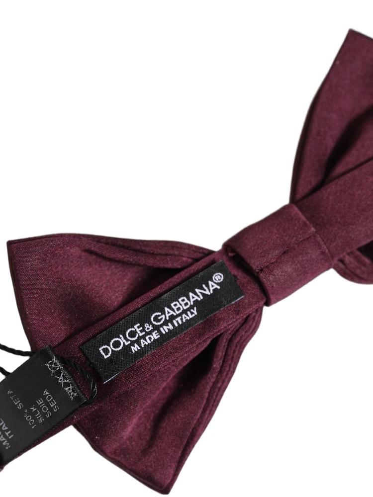 Men Maroon 100% Silk Adjustable Neck Papillon Bow Tie