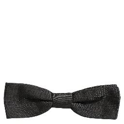 Men Black 100% Cotton Adjustable Neck Papillon Bow Tie