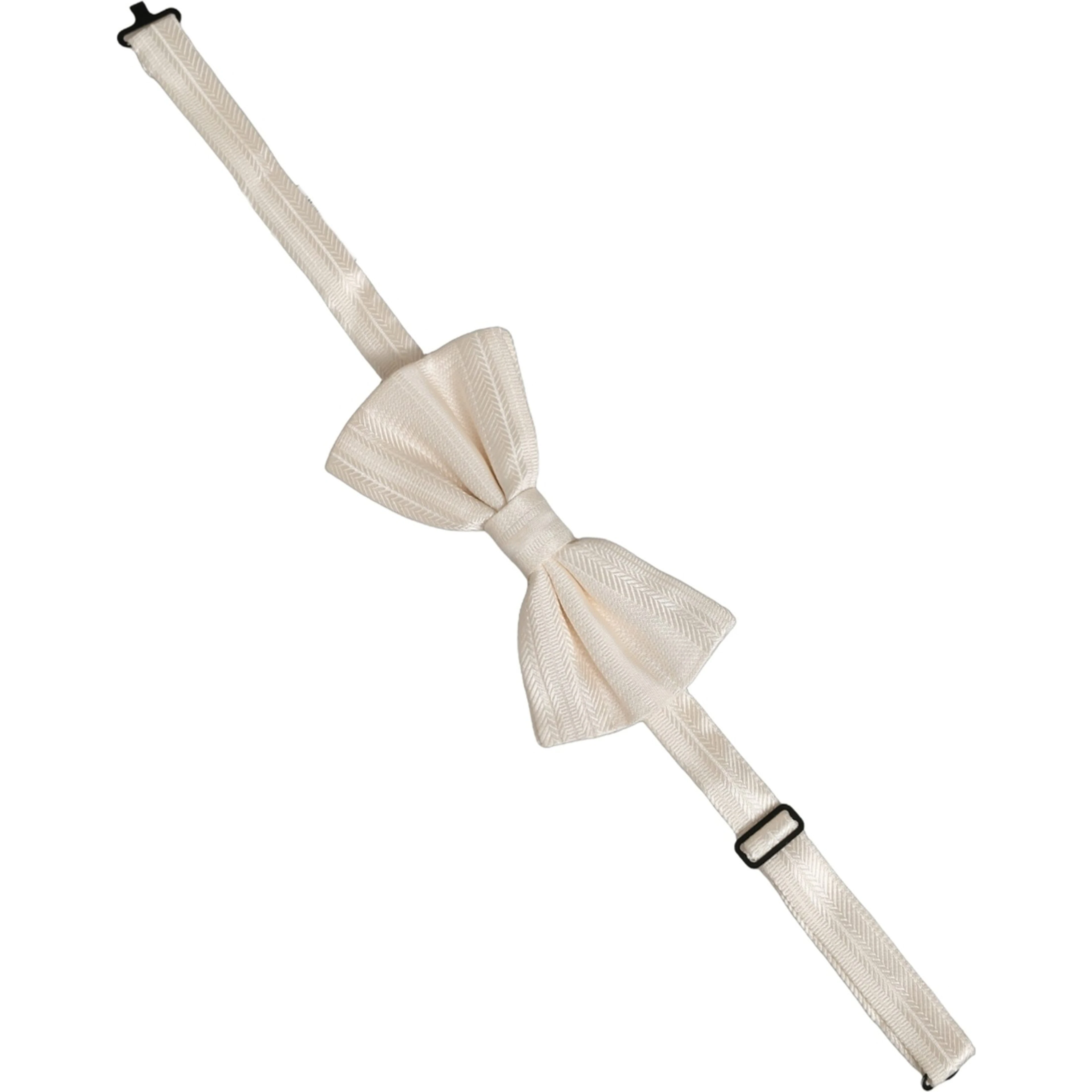 Men White 100% Silk Adjustable Neck Papillon Bow Tie