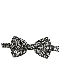 Tie Black White Paisley Silk Adjustable Neck Papillon Bow