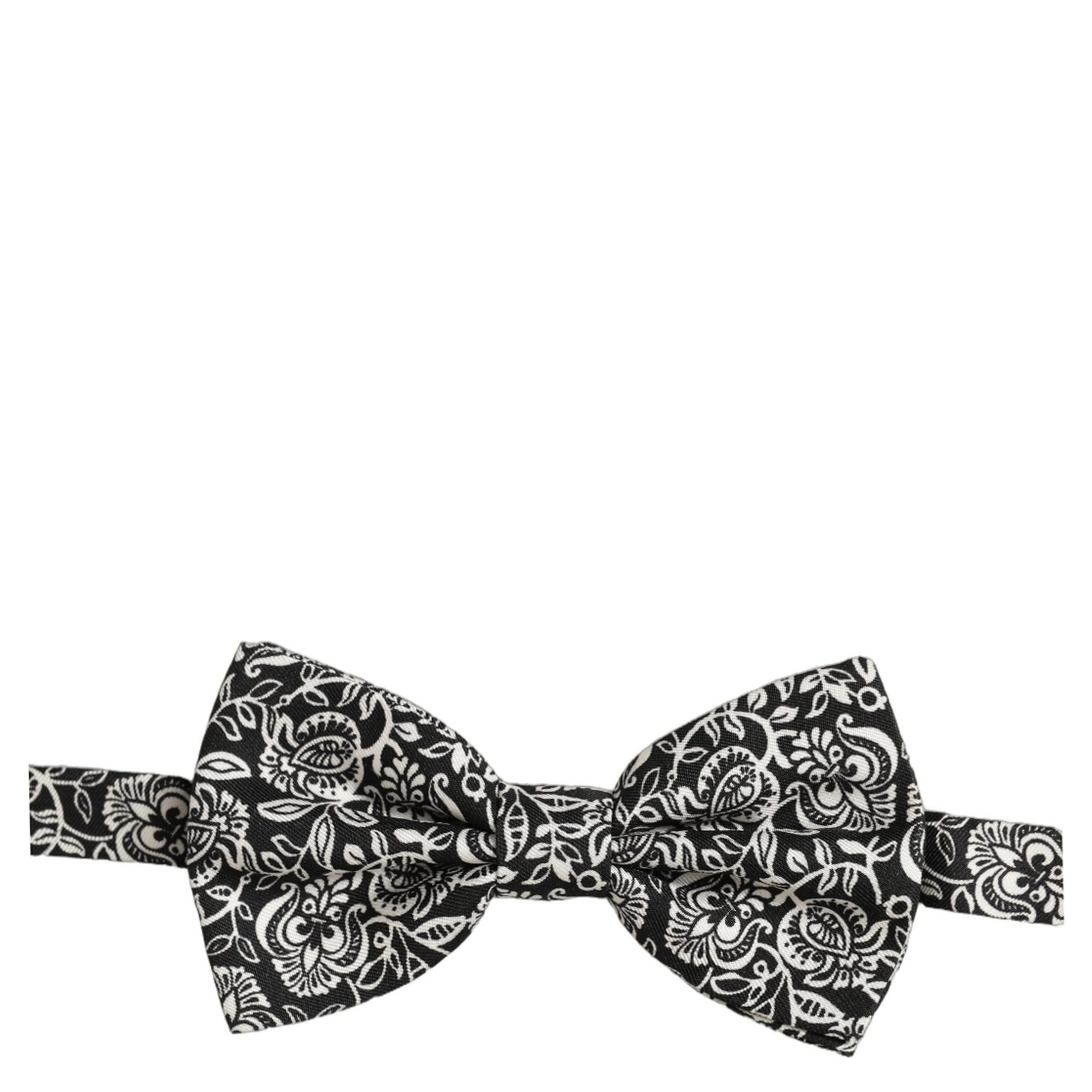 Tie Black White Paisley Silk Adjustable Neck Papillon Bow