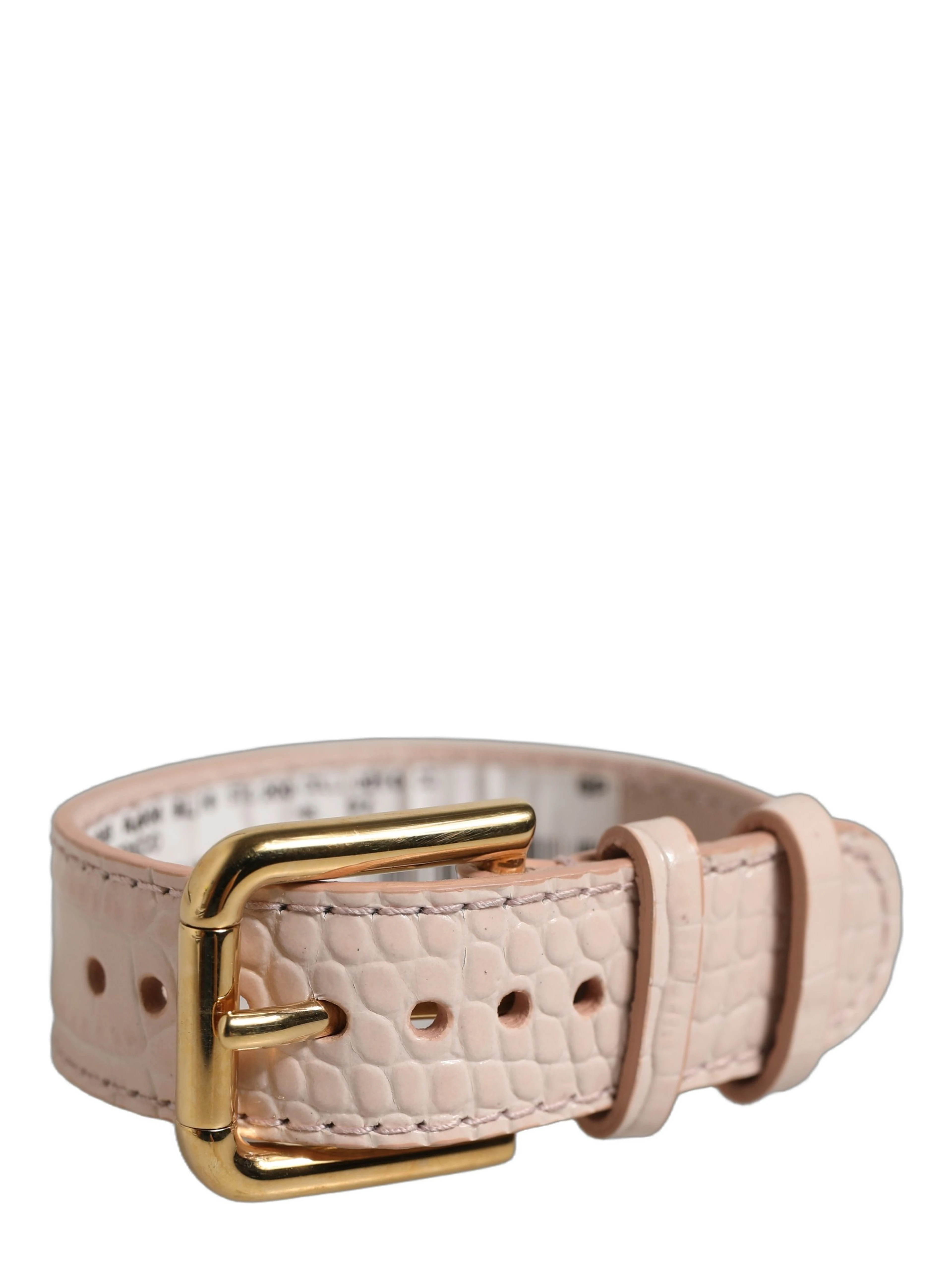 Pink Embossed Leather Gold Buckle Belt Strap Bracelet