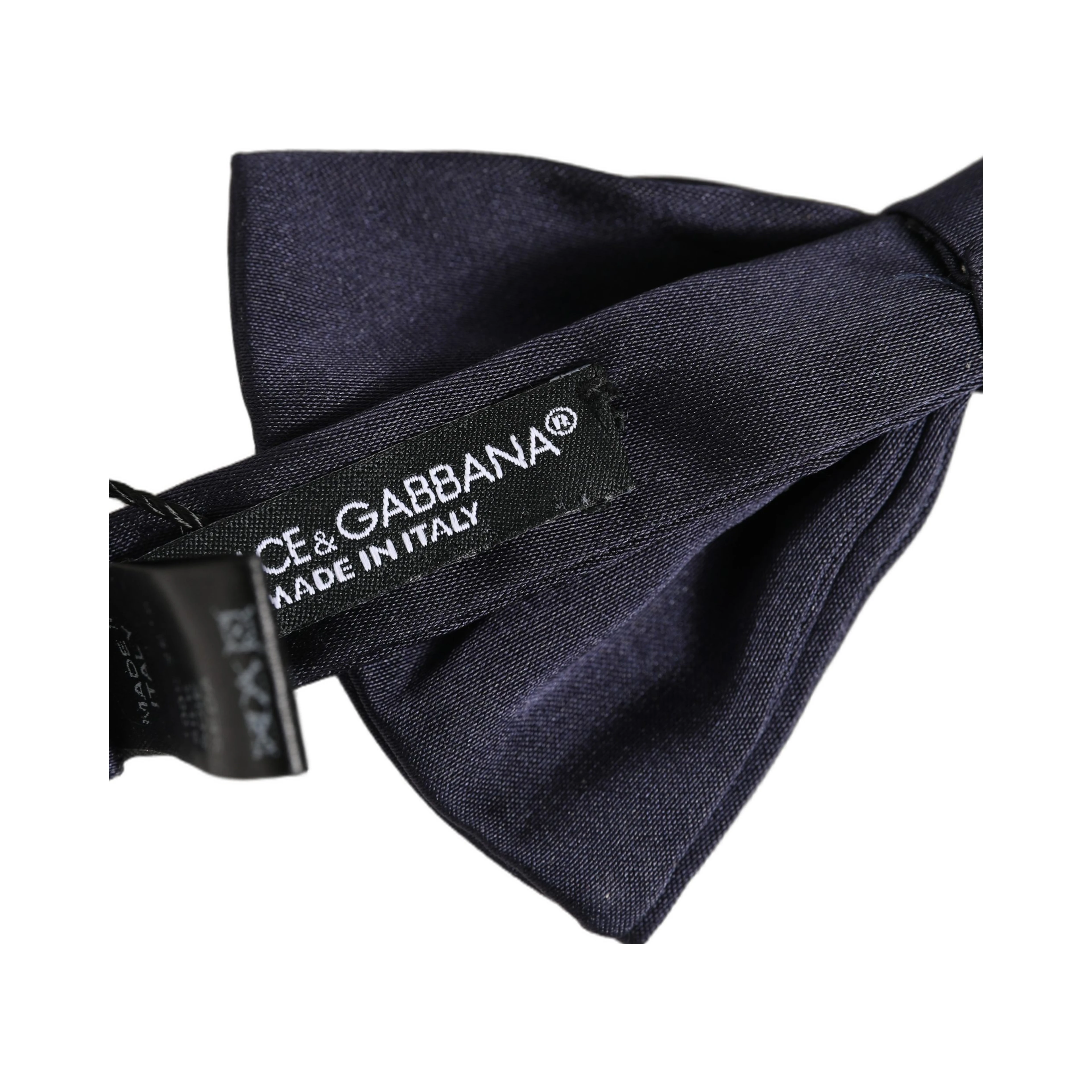 Men Dark Blue Silk Adjustable Neck Papillon Bow Tie