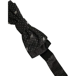 Men Black DG Polka Dot Adjustable Neck Papillon Bow Tie