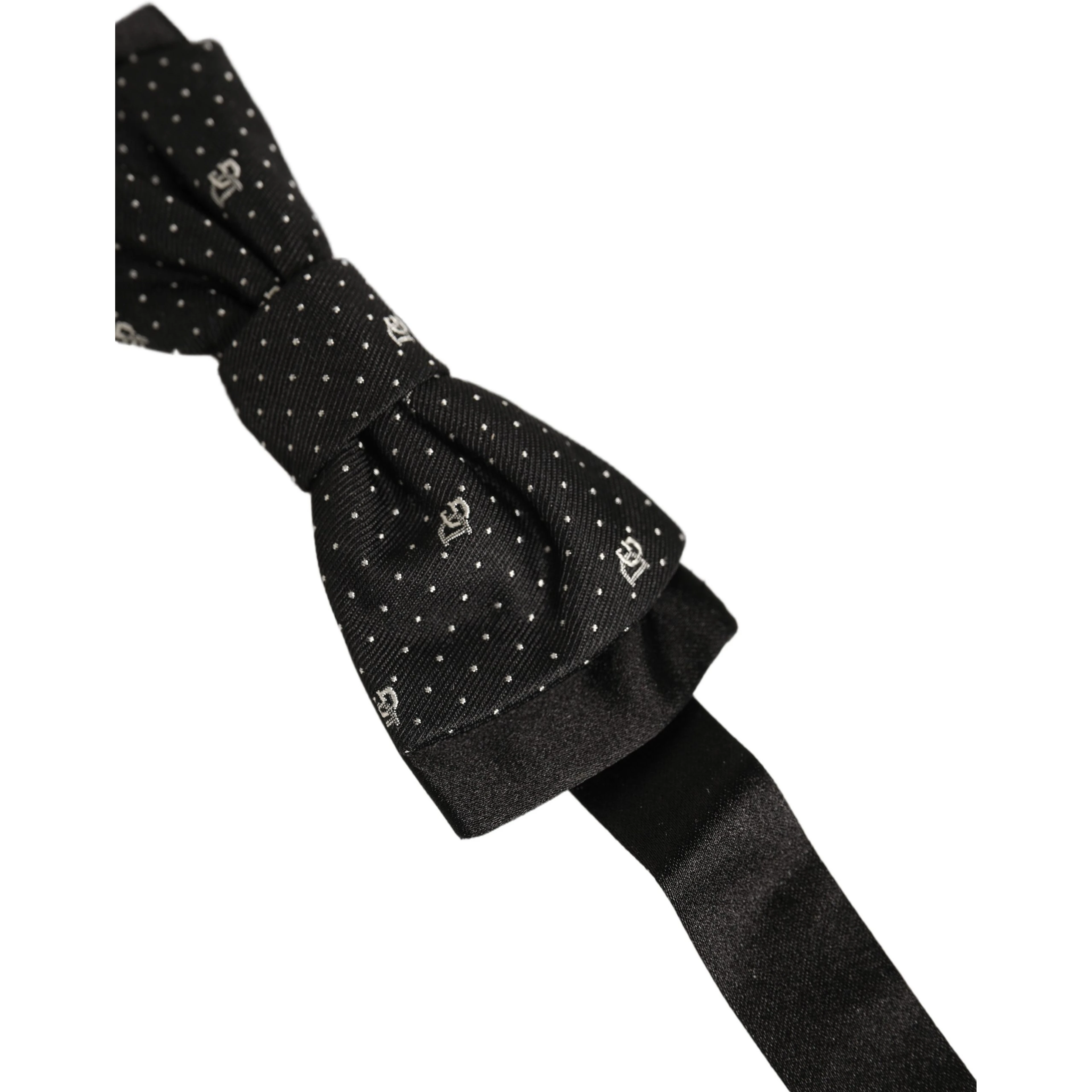 Men Black DG Polka Dot Adjustable Neck Papillon Bow Tie