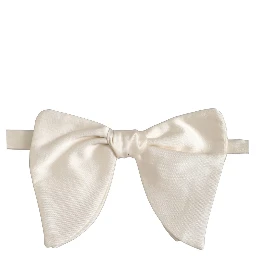Men White 100% Silk Adjustable Neck Papillon Bow Tie