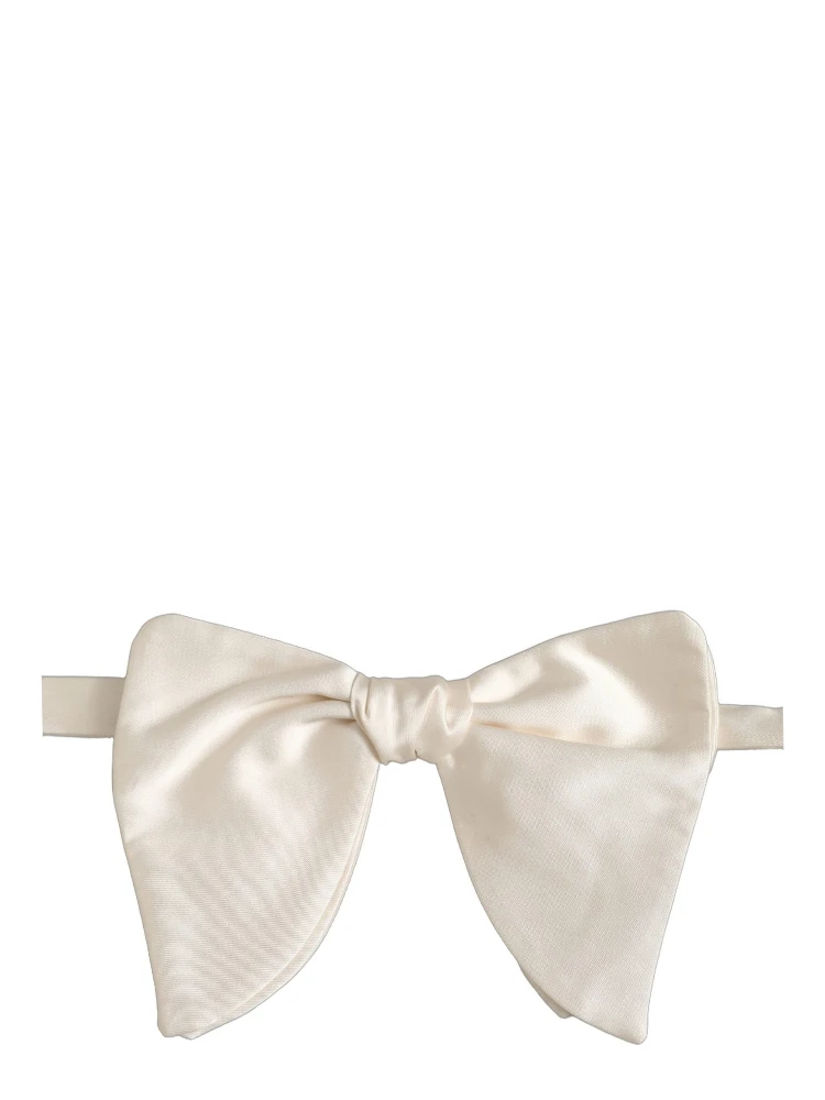 Men White 100% Silk Adjustable Neck Papillon Bow Tie