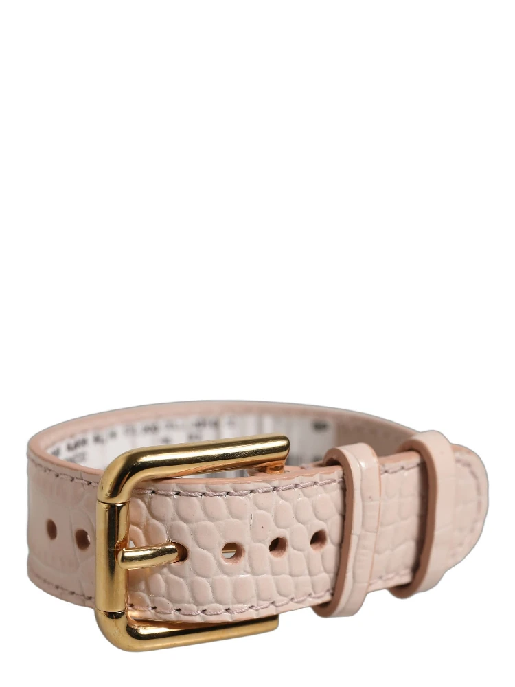 Pink Embossed Leather Gold Buckle Belt Strap Bracelet alternative