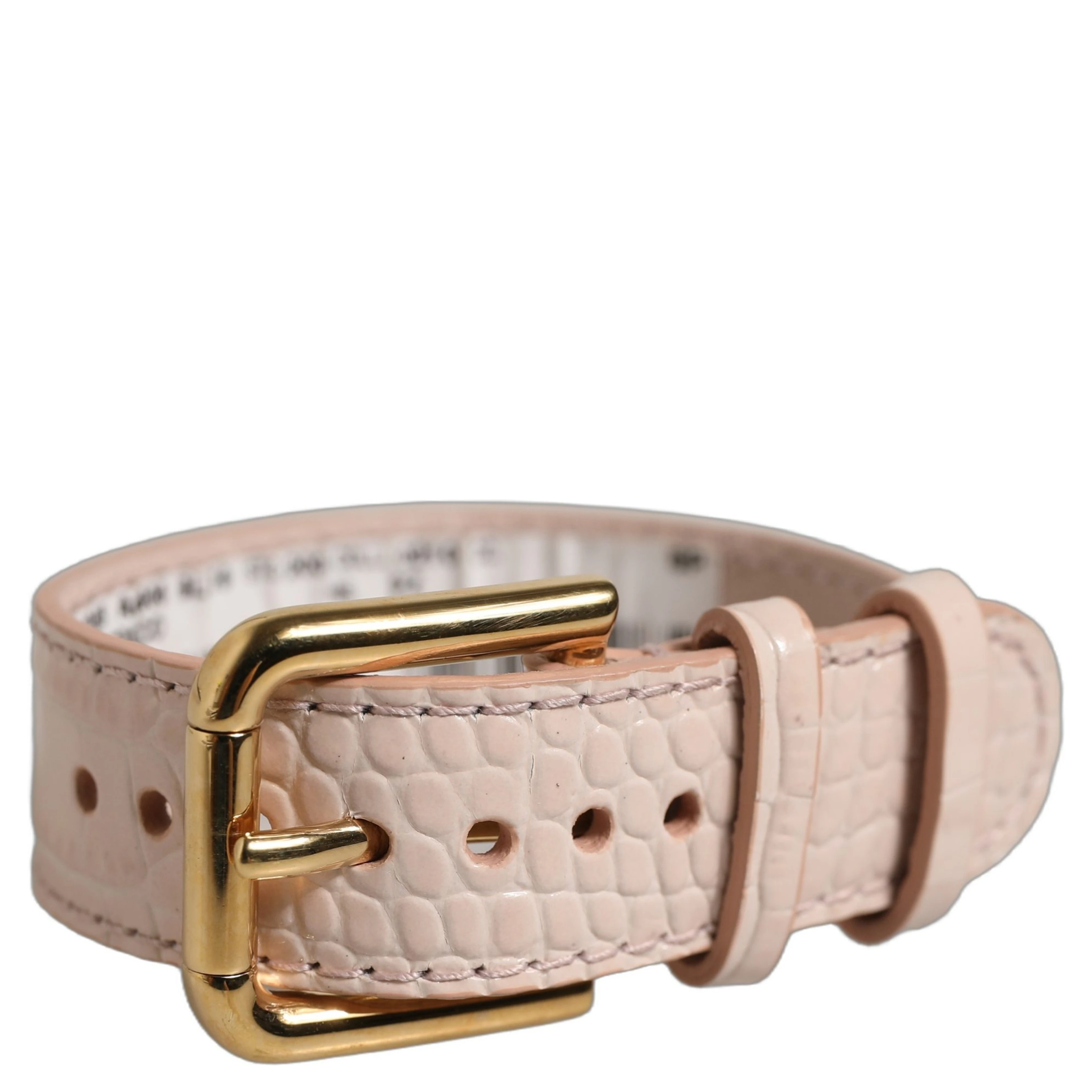 Pink Embossed Leather Gold Buckle Belt Strap Bracelet