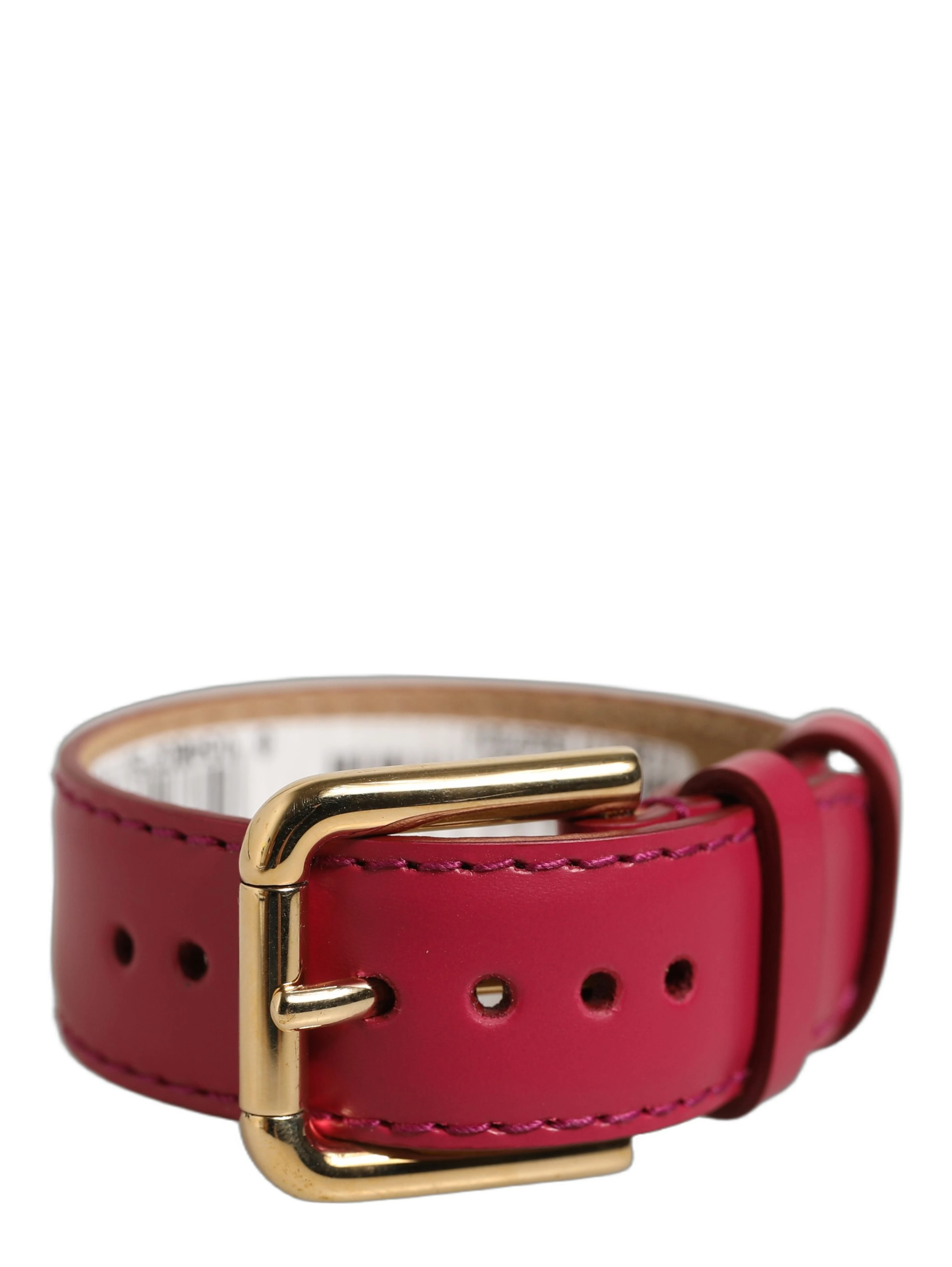 Red Calfskin Leather Gold Buckle Belt Strap Bracelet