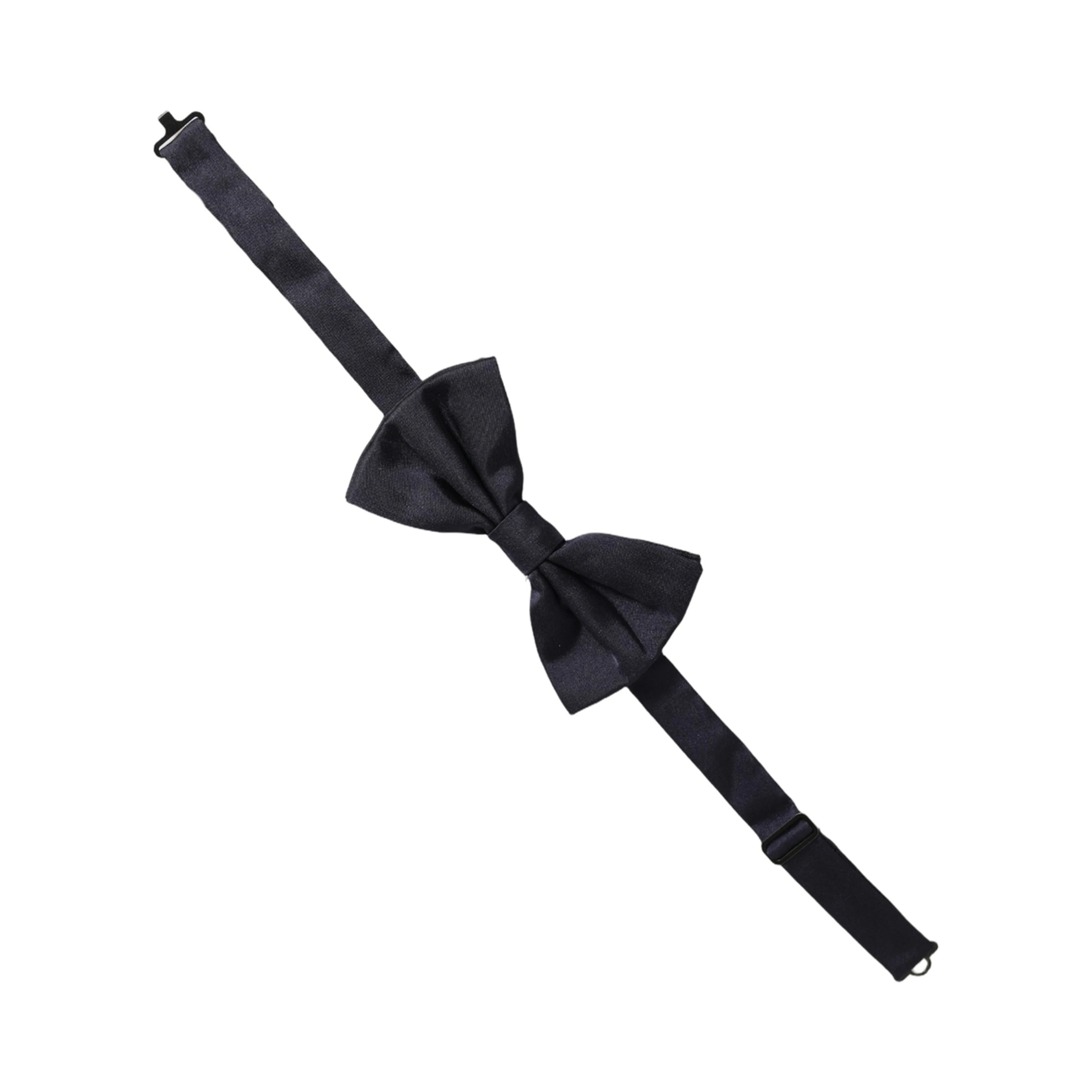 Men Dark Blue Silk Adjustable Neck Papillon Bow Tie