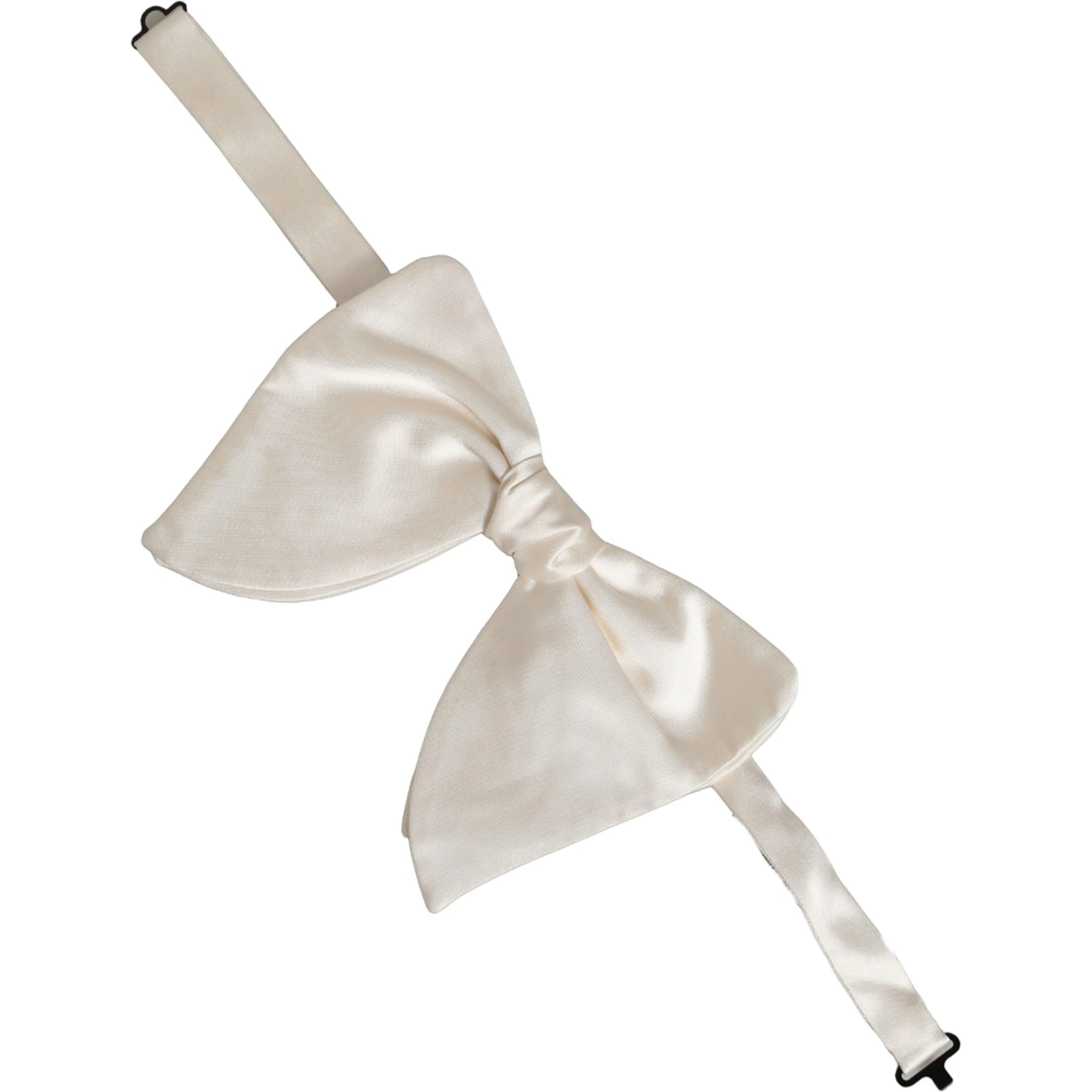 Men White 100% Silk Adjustable Neck Papillon Bow Tie