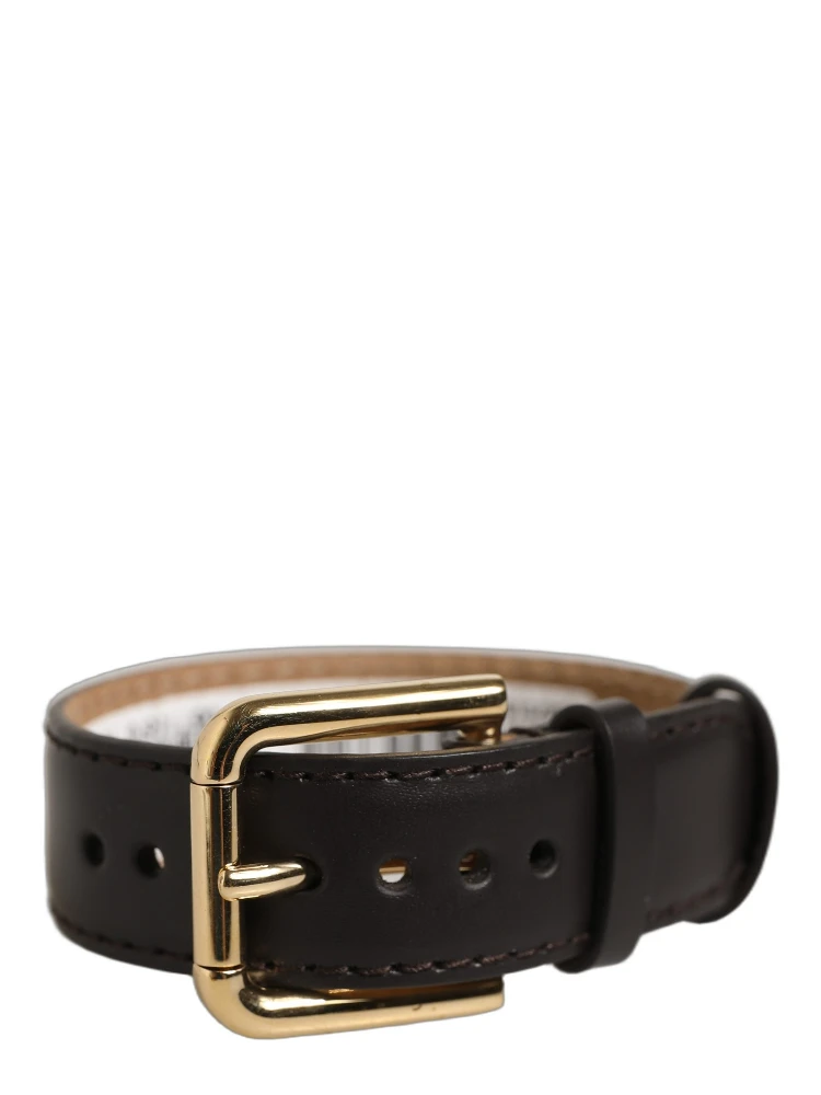 Black Calfskin Leather Gold Buckle Belt Strap Bracelet alternative