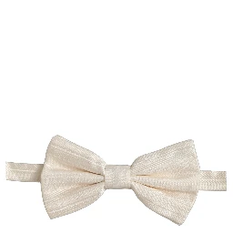 Men White 100% Silk Adjustable Neck Papillon Bow Tie