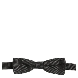 Men Black 100% Cotton Adjustable Neck Papillon Bow Tie