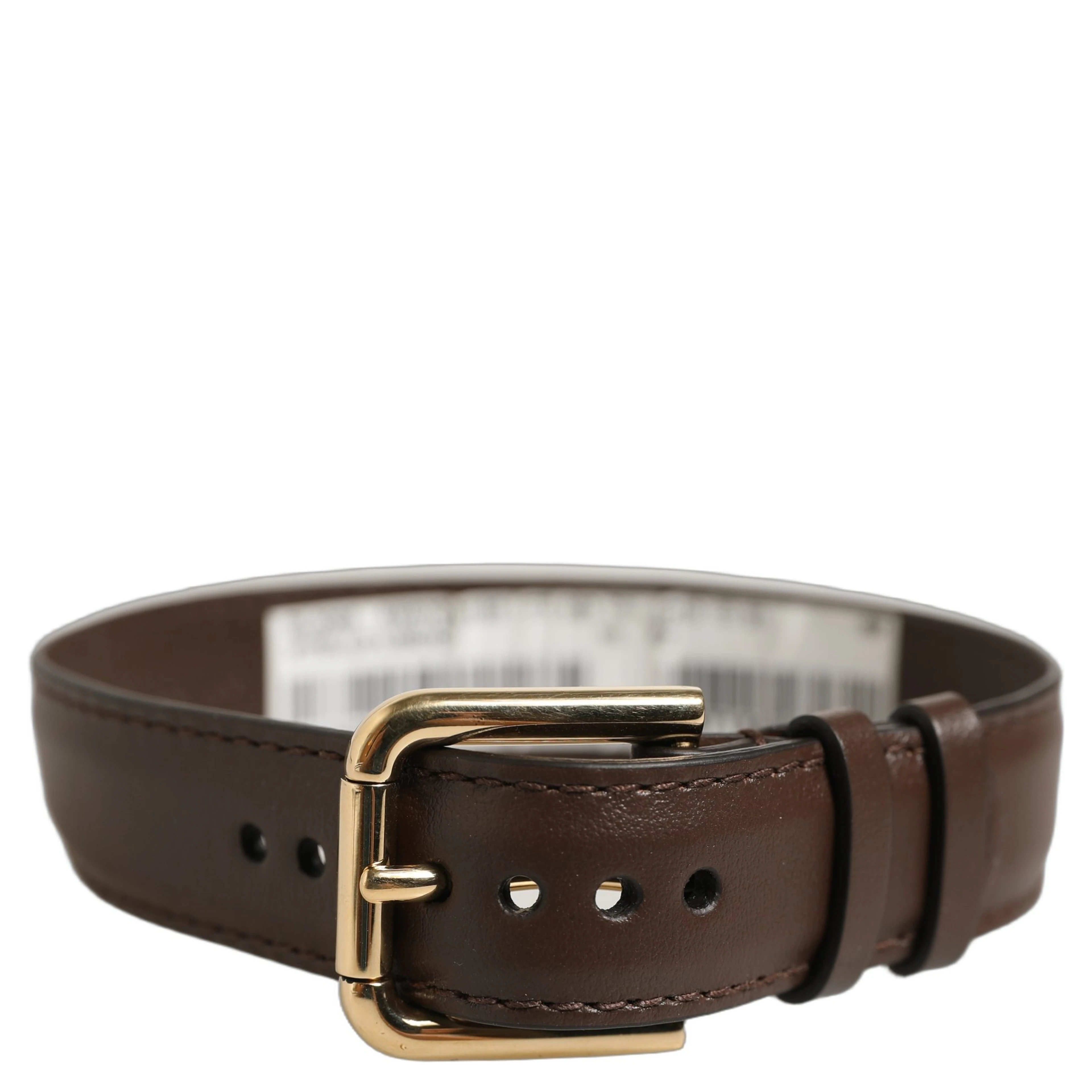Brown Calfskin Leather Gold Buckle Belt Strap Bracelet