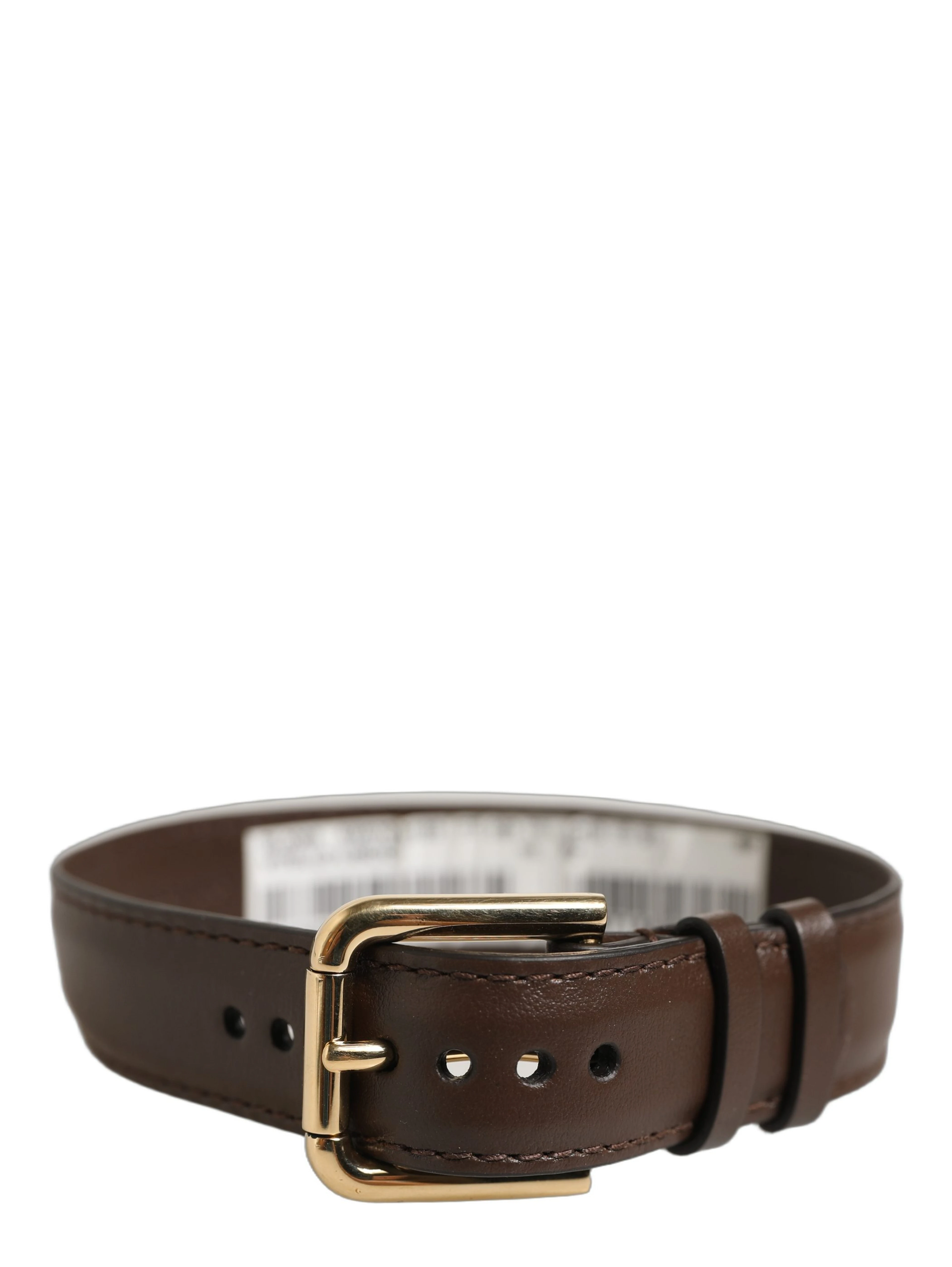 Brown Calfskin Leather Gold Buckle Belt Strap Bracelet