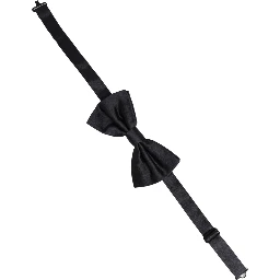 Men Black 100% Silk Adjustable Neck Papillon Bow Tie