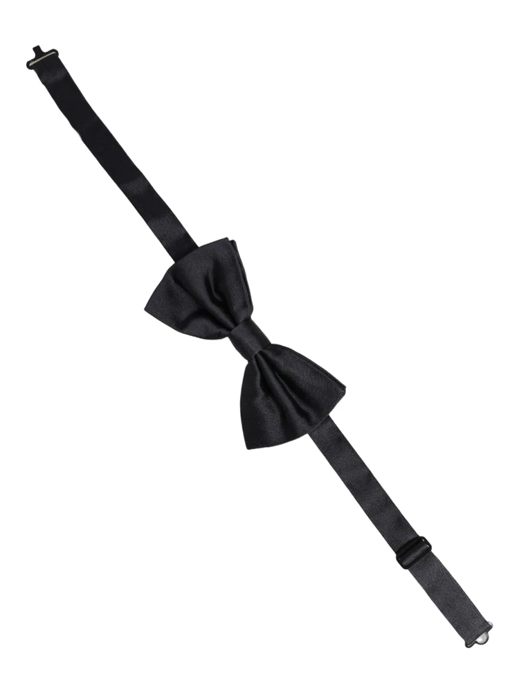 Men Black 100% Silk Adjustable Neck Papillon Bow Tie alternative