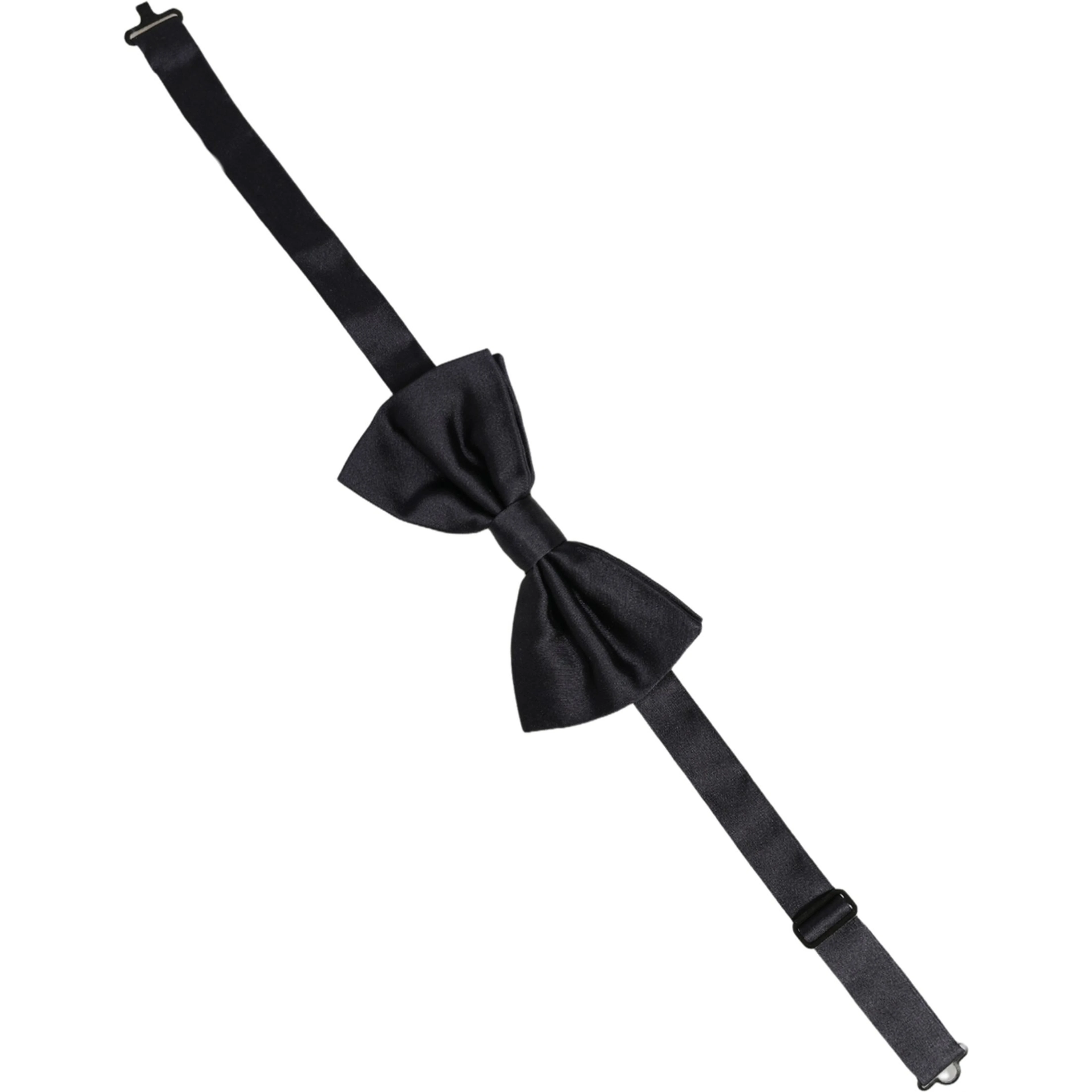 Men Black 100% Silk Adjustable Neck Papillon Bow Tie