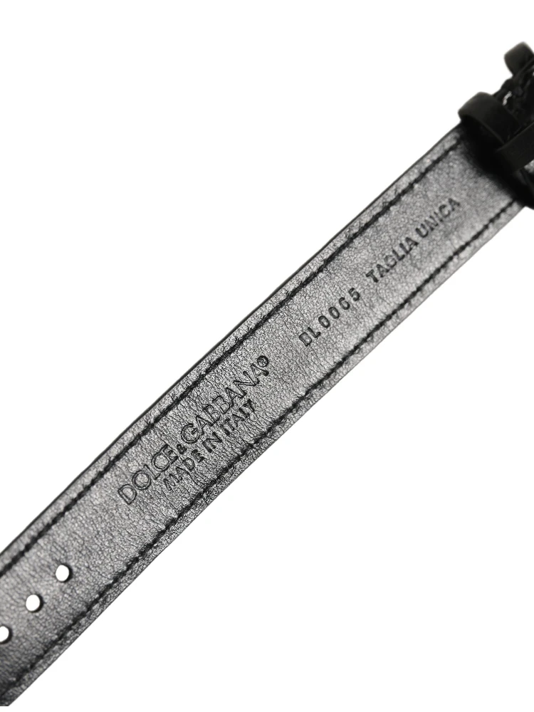 Black Textured Leather Gold Buckle Belt Strap Bracelet
