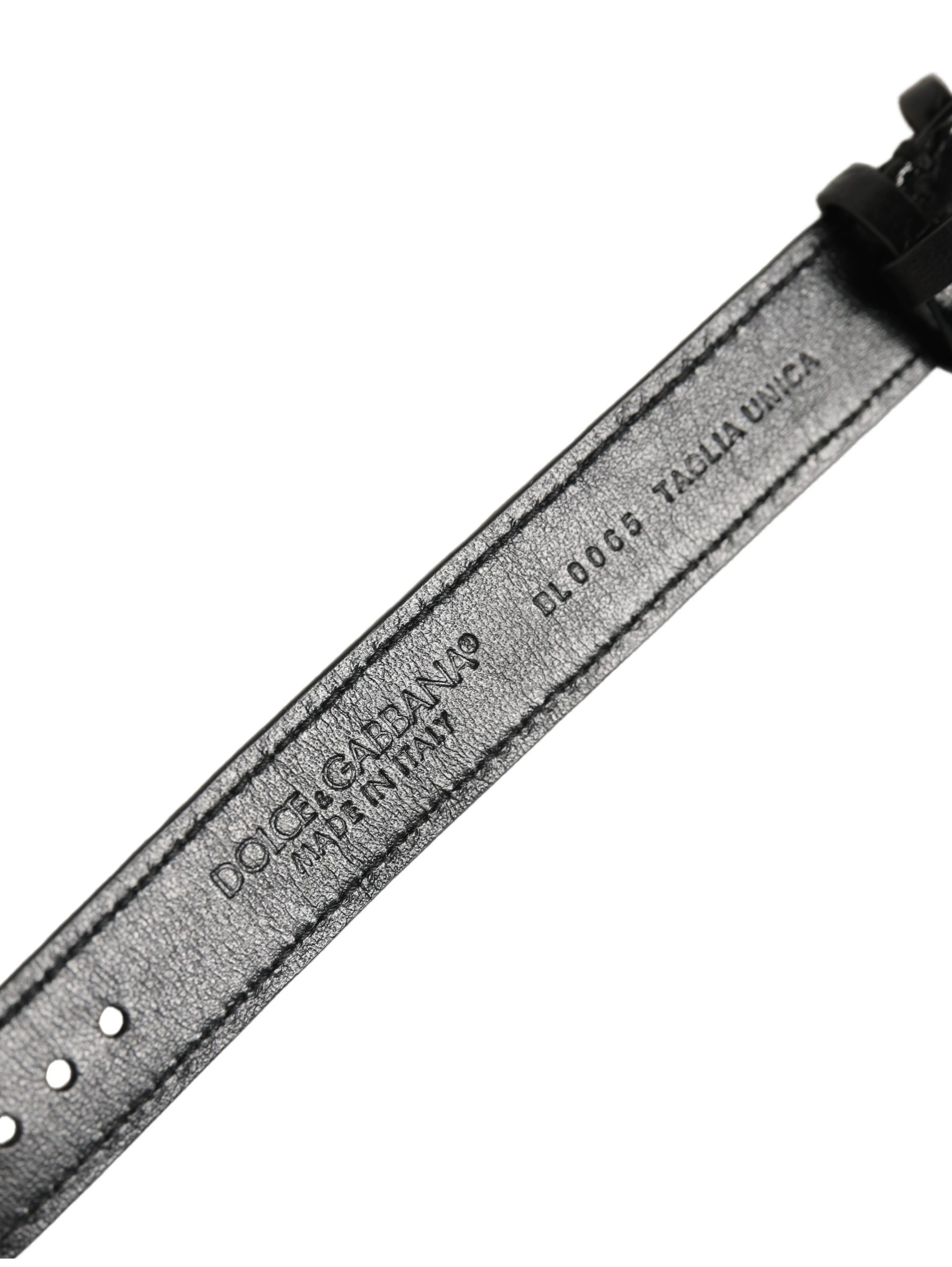 Black Textured Leather Gold Buckle Belt Strap Bracelet