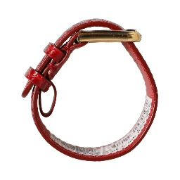 Red Embossed Leather Gold Buckle Belt Strap Bracelet