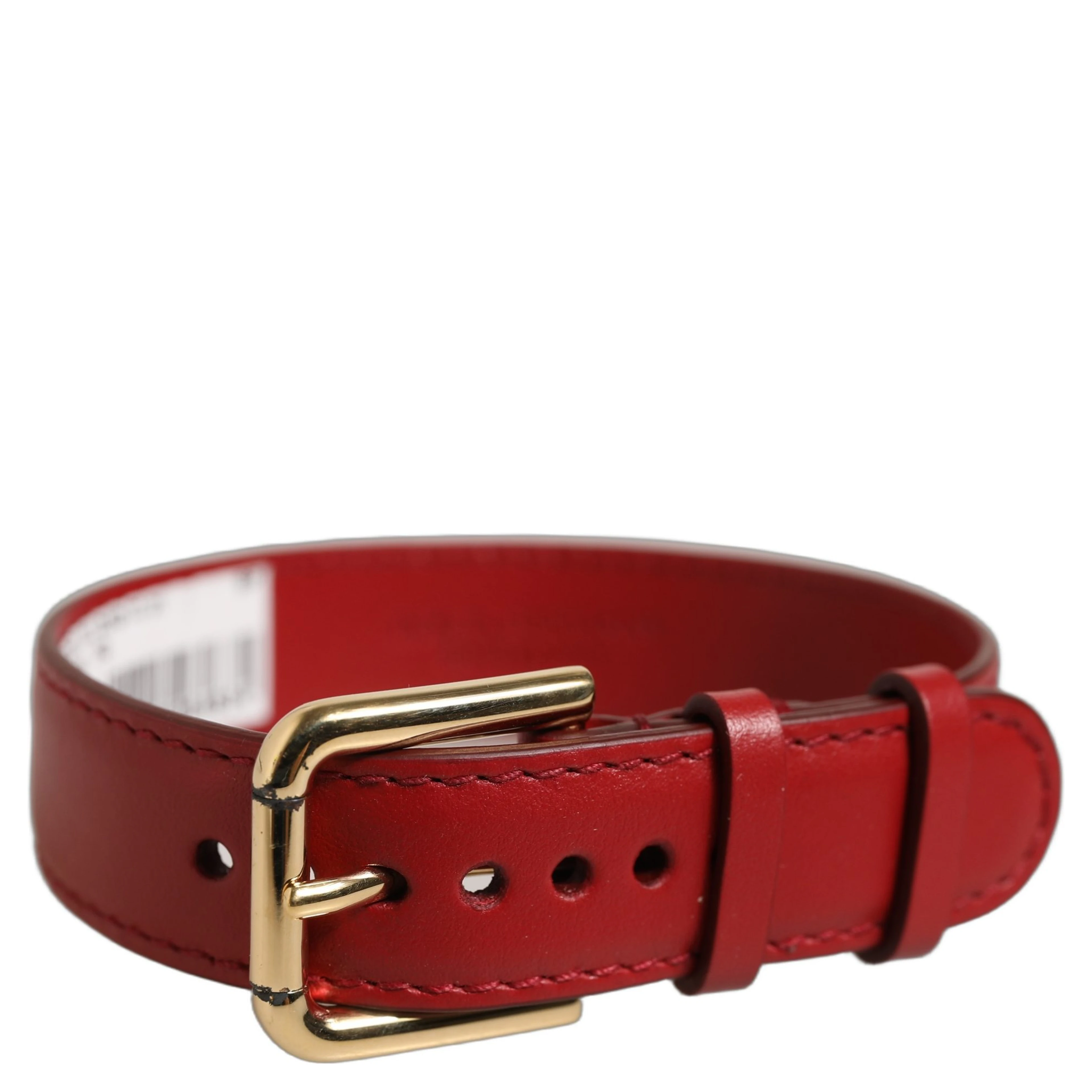 Red Calfskin Leather Gold Buckle Belt Strap Bracelet