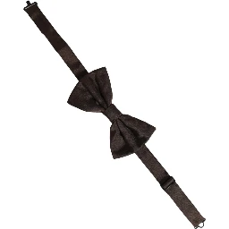Men Brown 100% Silk Adjustable Neck Papillon Bow Tie