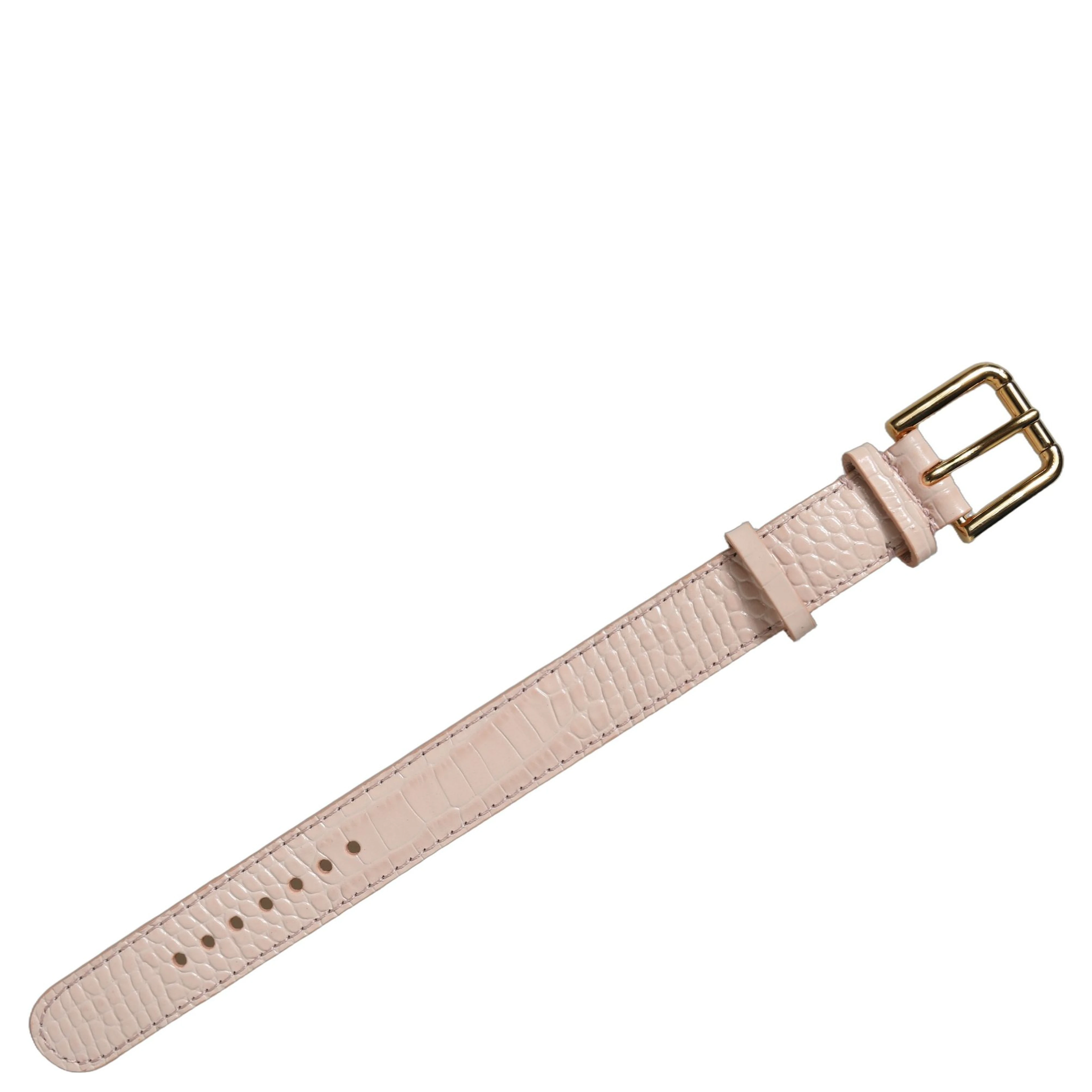 Pink Embossed Leather Gold Buckle Belt Strap Bracelet