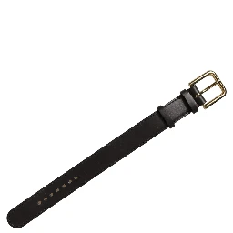 Black Calfskin Leather Gold Buckle Belt Strap Bracelet