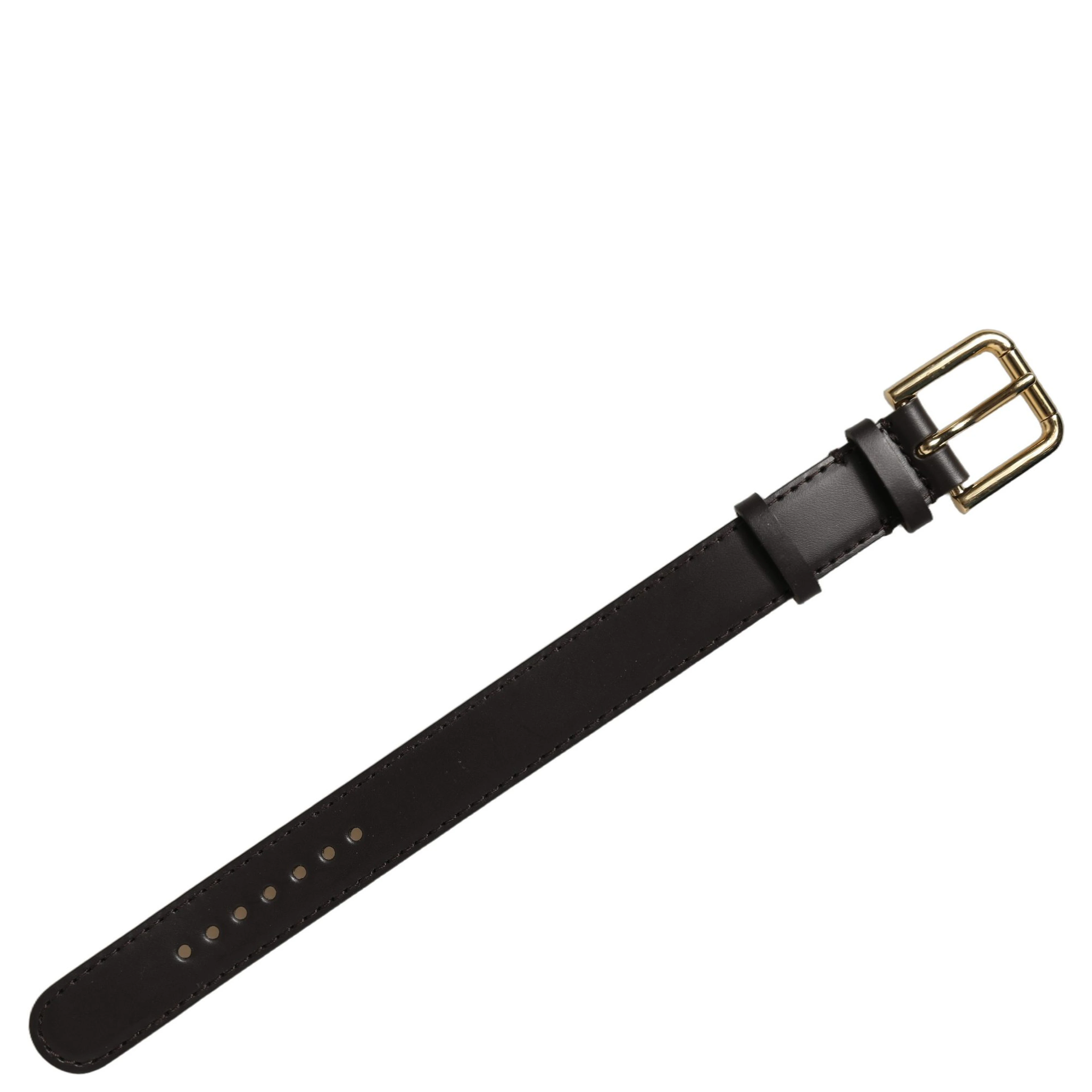 Black Calfskin Leather Gold Buckle Belt Strap Bracelet