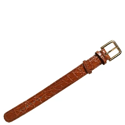 Brown Textured Leather Gold Buckle Belt Strap Bracelet