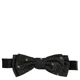 Men Black DG Polka Dot Adjustable Neck Papillon Bow Tie