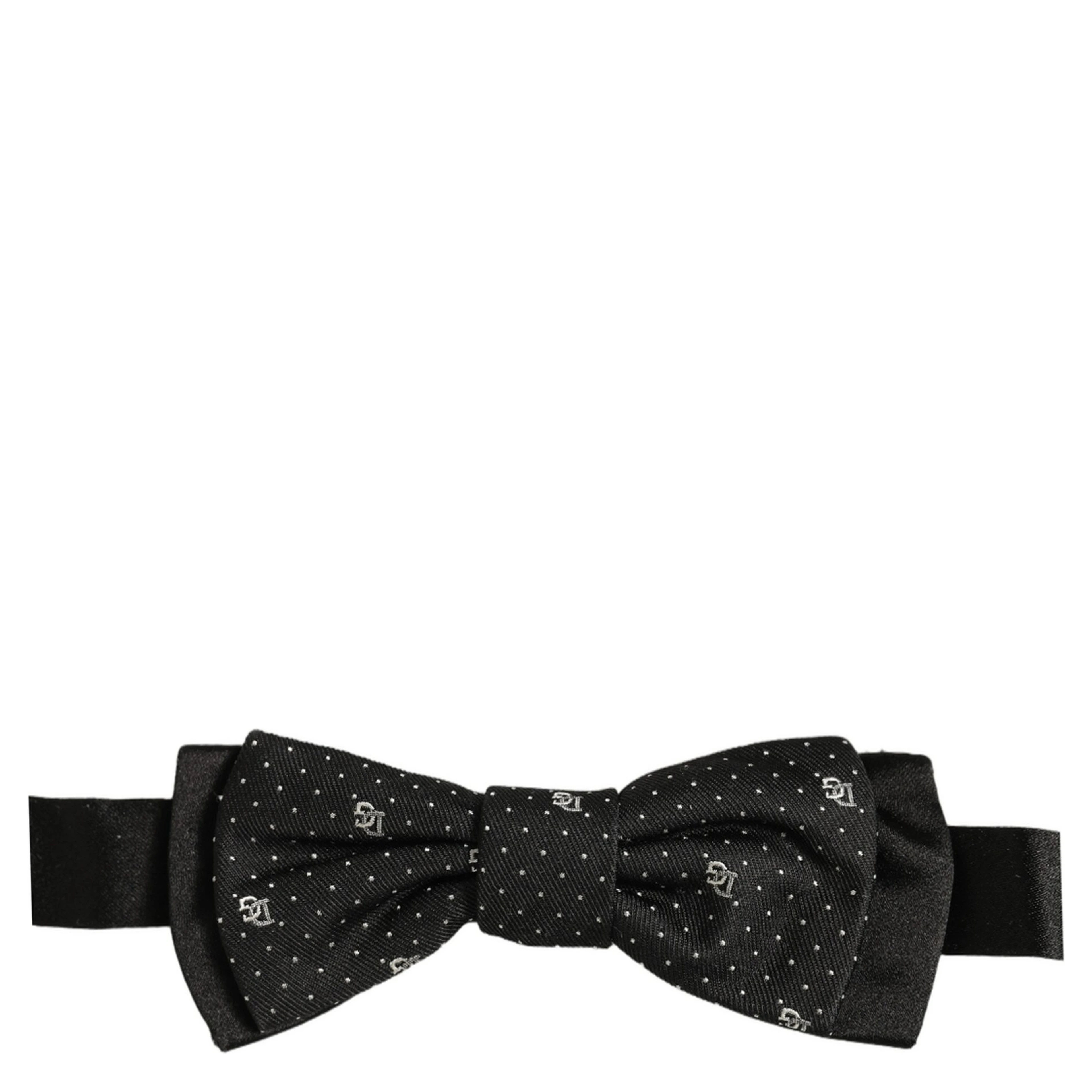 Men Black DG Polka Dot Adjustable Neck Papillon Bow Tie