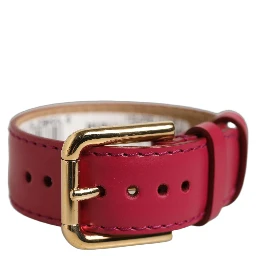 Red Calfskin Leather Gold Buckle Belt Strap Bracelet