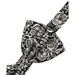 Tie Black White Paisley Silk Adjustable Neck Papillon Bow