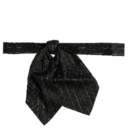 Men Black Pinstripe Silk Adjustable Neck Papillon Bow Tie