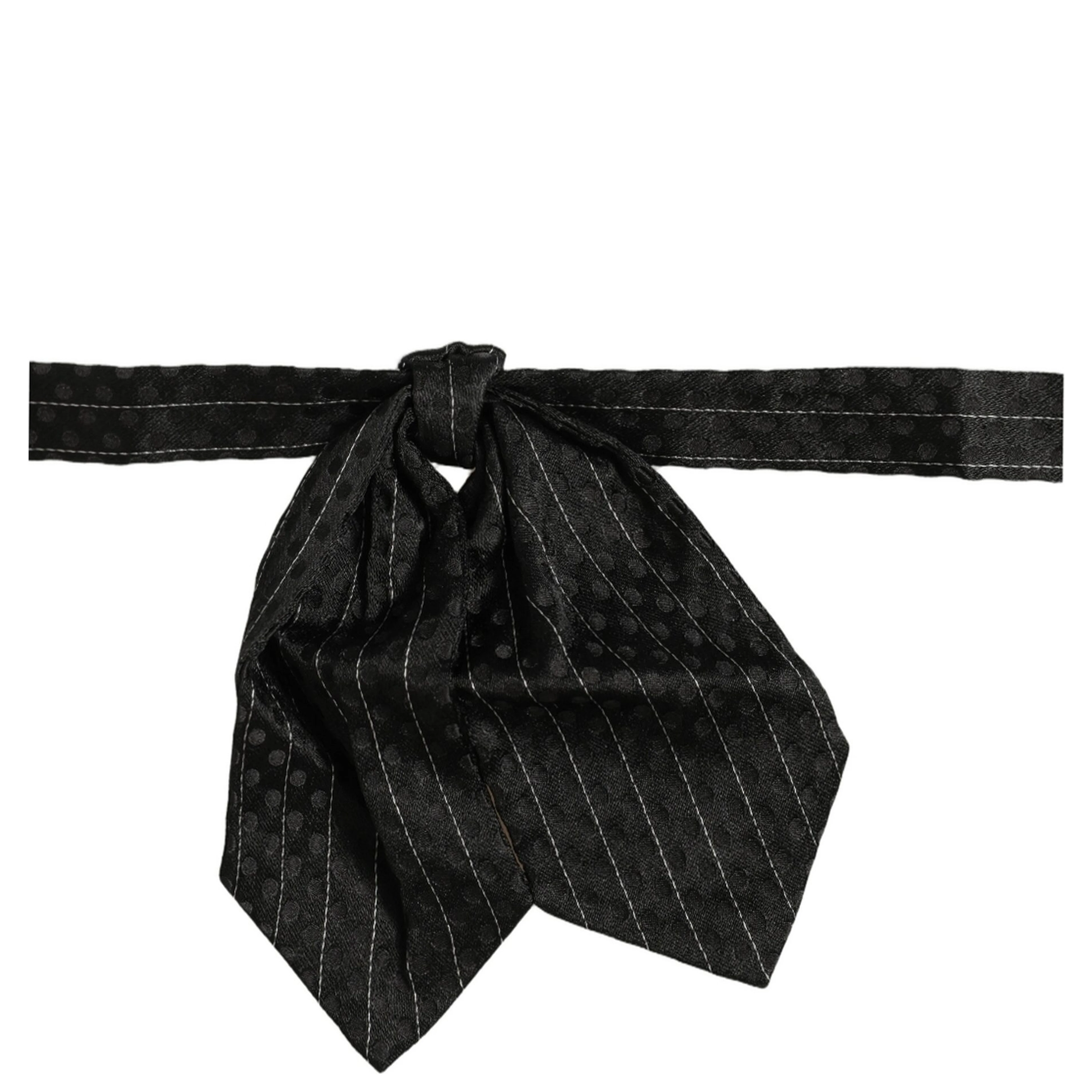 Men Black Pinstripe Silk Adjustable Neck Papillon Bow Tie