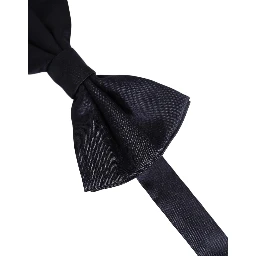 Men Dark Blue Silk Adjustable Neck Papillon Bow Tie
