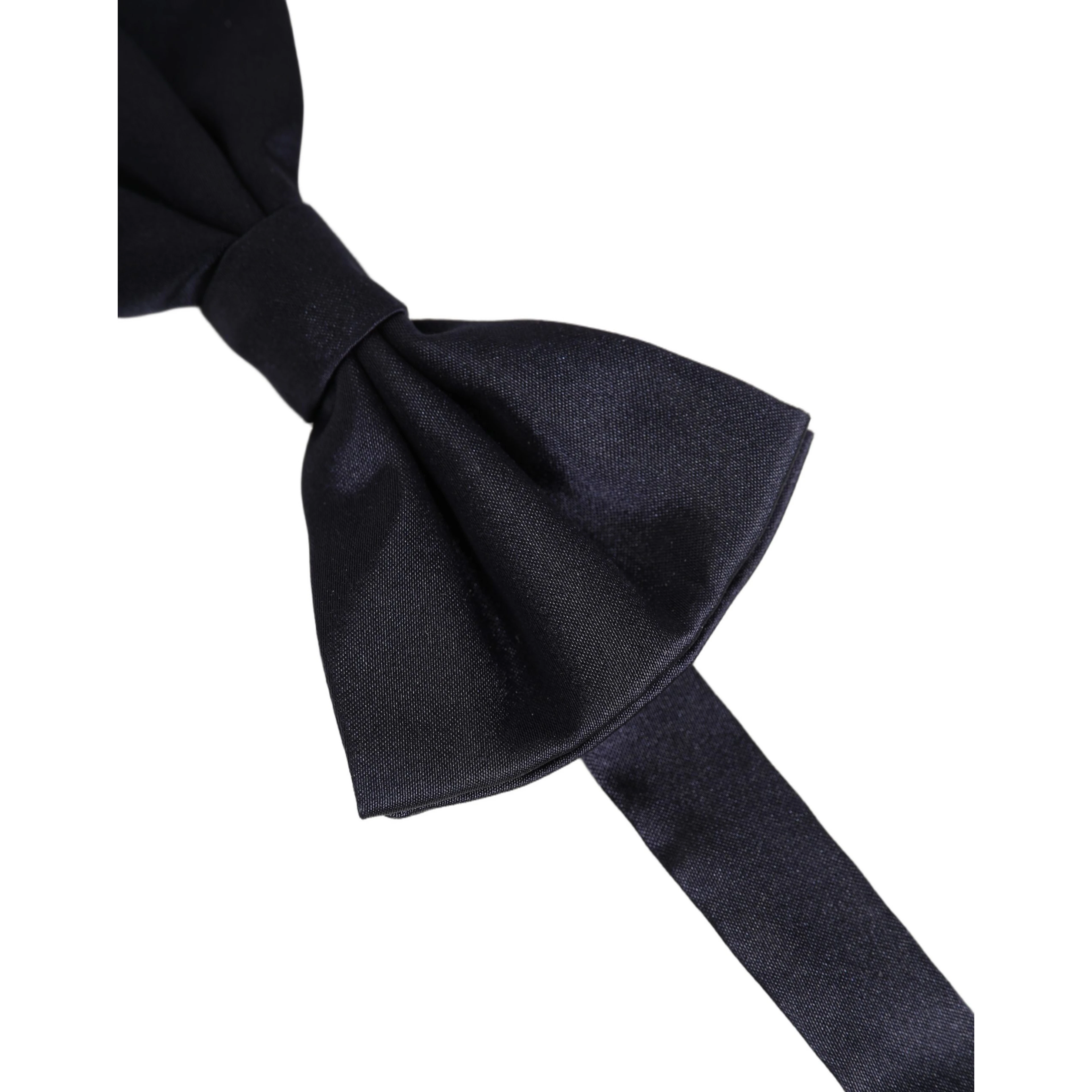 Men Dark Blue Silk Adjustable Neck Papillon Bow Tie