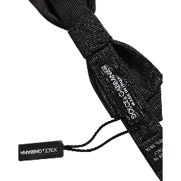 Men Black 100% Silk Adjustable Neck Papillon Bow Tie