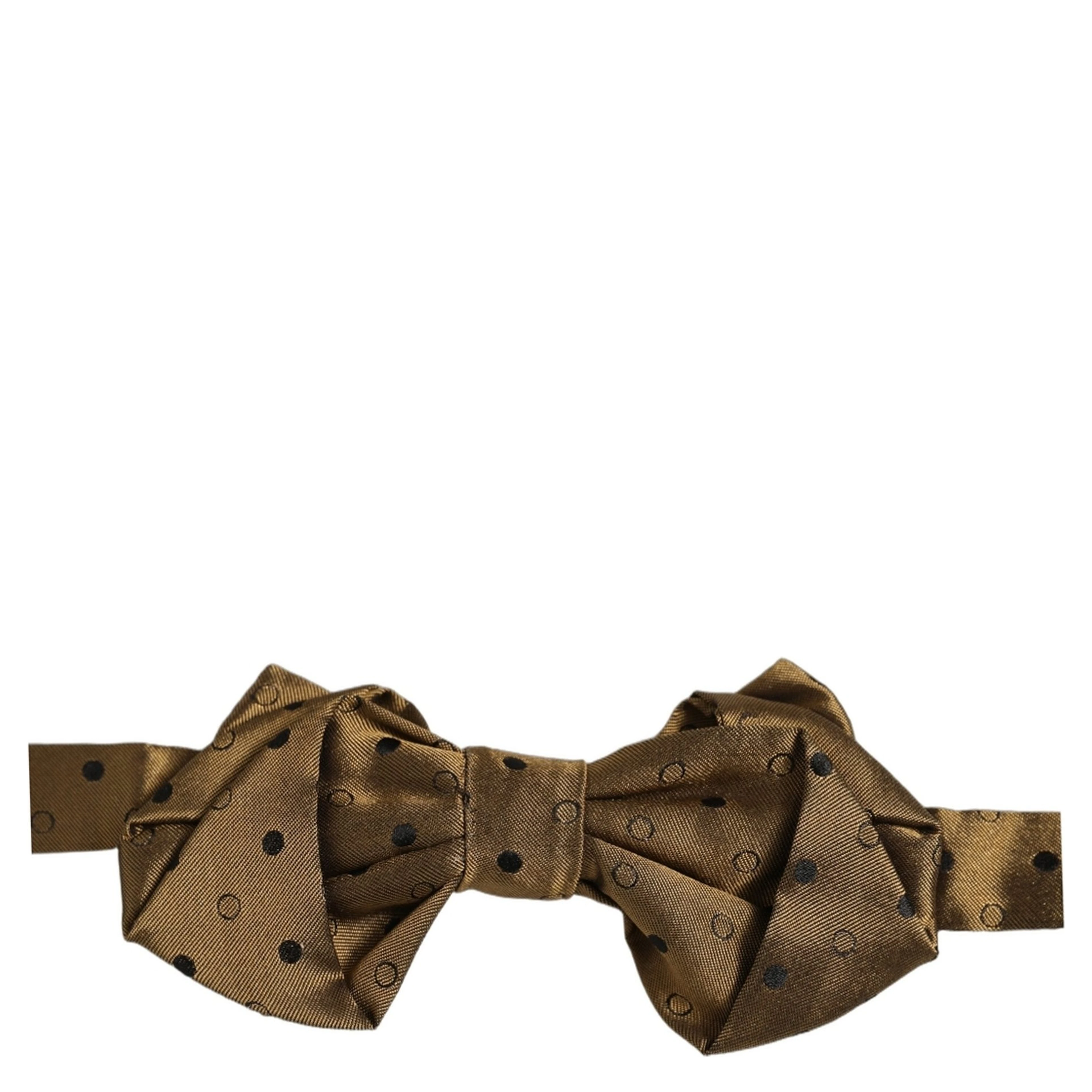 Men Brown Polka Dot Silk Adjustable Neck Papillon Bow Tie